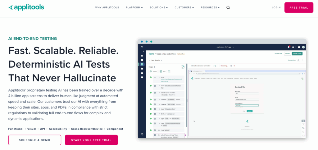 Applitools - AI test automation tools