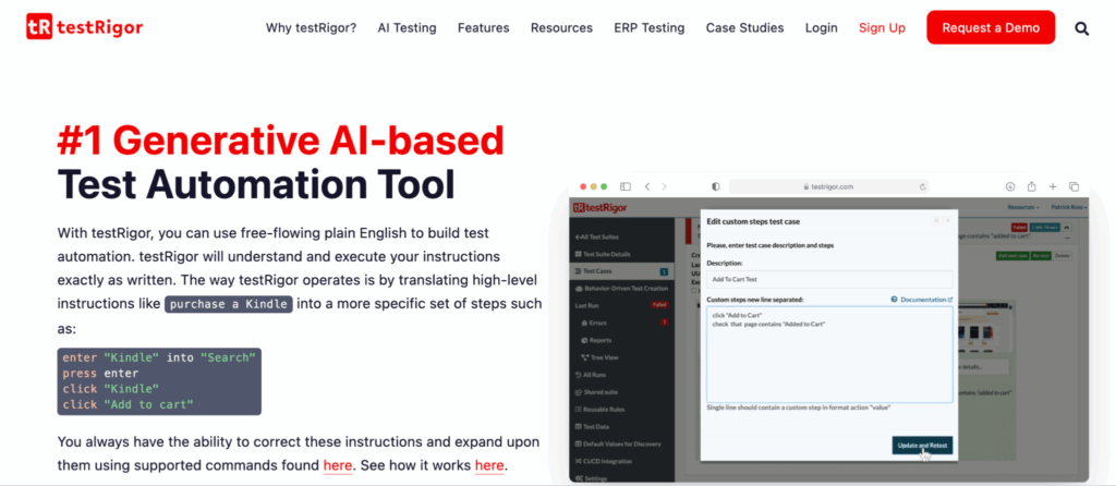 testRigor - Generative AI testing tool